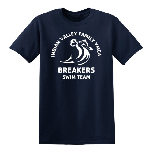 Adult 5.4oz 100% Cotton Tee-  Breakers Swim Team Logo