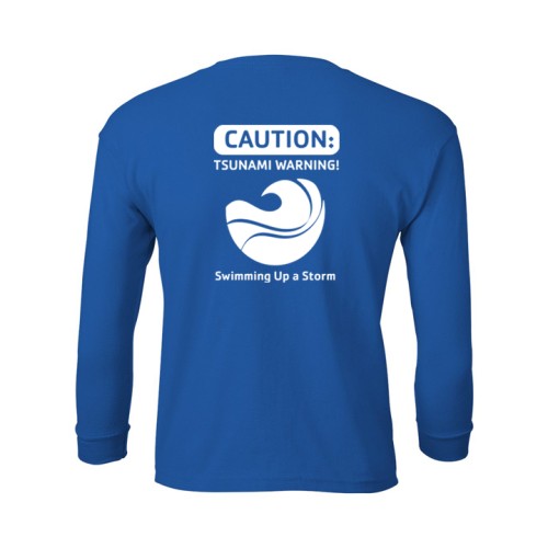 Adult 6.1oz 100% Cotton Long Sleeve Cotton Tee - Tsunamis Swim Team Logo