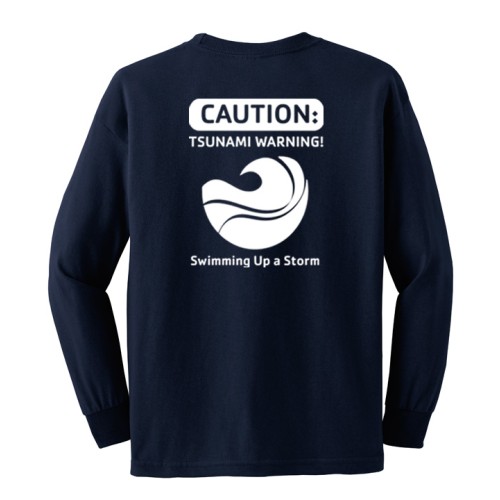 Youth 6.1oz 100% Cotton Long Sleeve Cotton Tee - Tsunamis Swim Team Logo