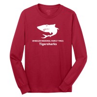 Adult 5.4oz 100% Cotton Long Sleeve Cotton Tee - Tigersharks Swim Team Logo